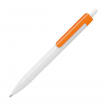 Długopis plastikowy biały z pomarańczowym klipsem
