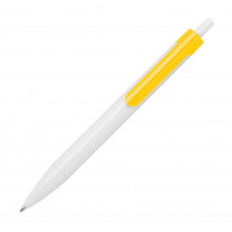 Długopis plastikowy biały z żółtym klipsem